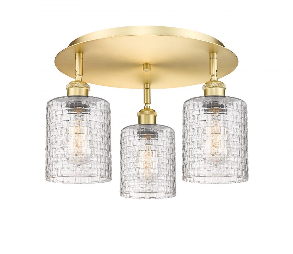 Cobbleskill - 3 Light - 17 inch - Satin Gold - Flush Mount