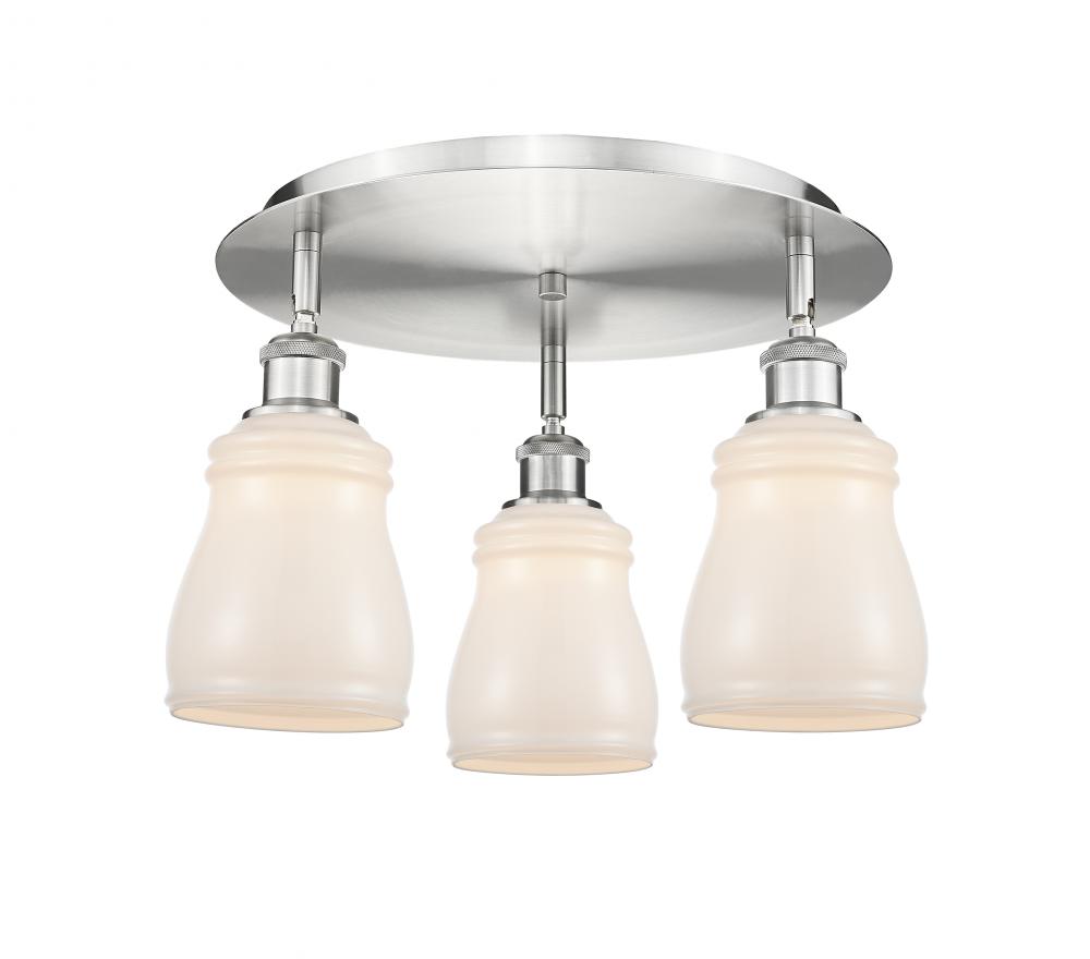 Ellery - 3 Light - 17 inch - Satin Nickel - Flush Mount