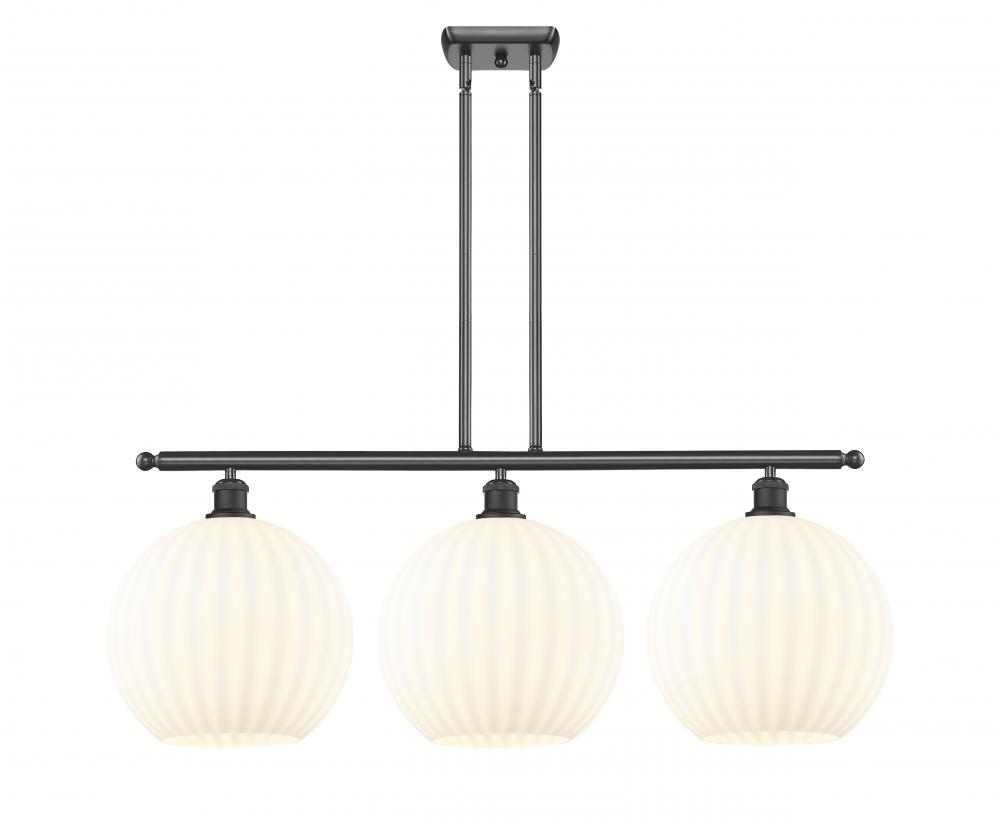 White Venetian - 3 Light - 39 inch - Oil Rubbed Bronze - Stem Hung - Island Light