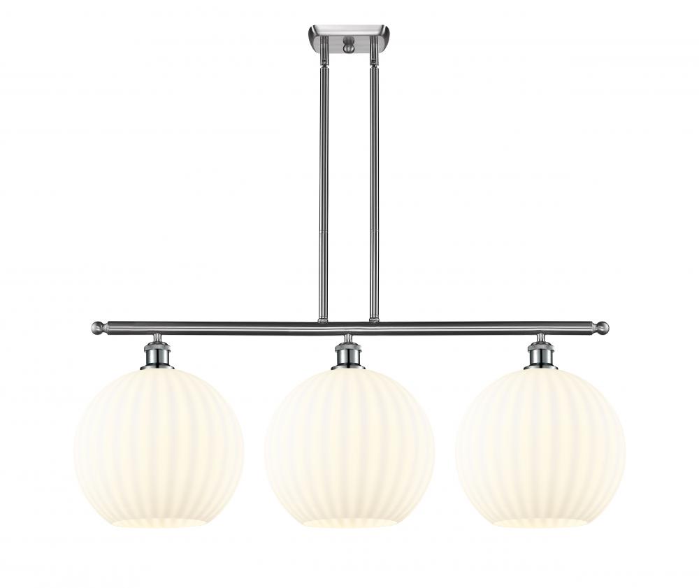 White Venetian - 3 Light - 39 inch - Brushed Satin Nickel - Stem Hung - Island Light