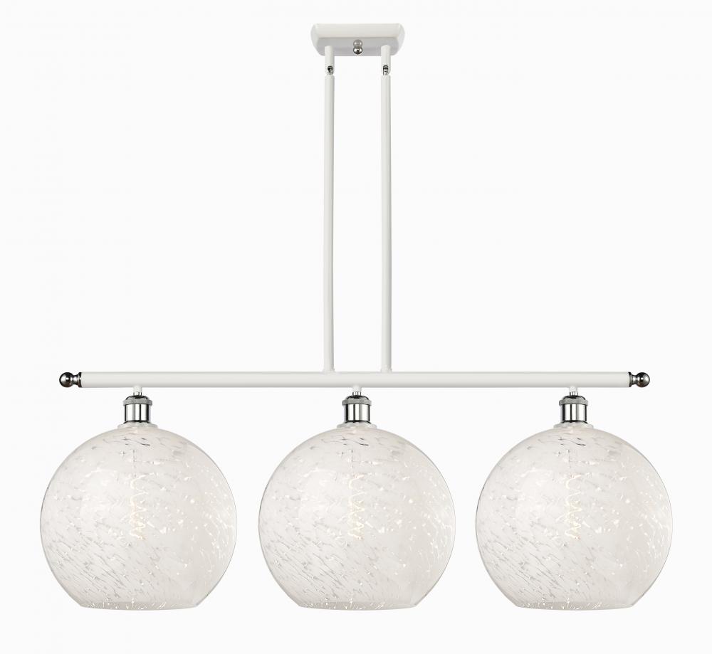 White Mouchette - 3 Light - 39 inch - White Polished Chrome - Stem Hung - Island Light