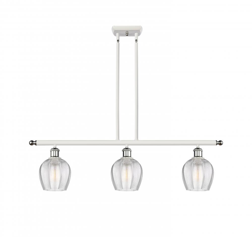 Norfolk - 3 Light - 36 inch - White Polished Chrome - Cord hung - Island Light