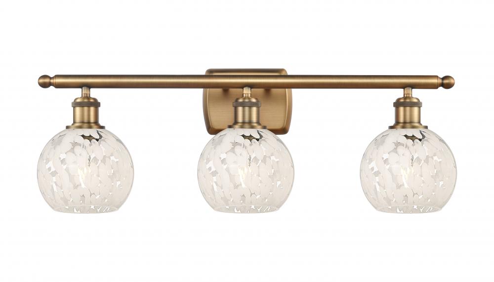 White Mouchette - 3 Light - 26 inch - Brushed Brass - Bath Vanity Light