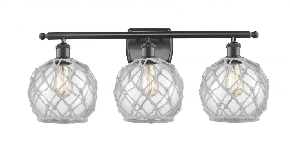 Farmhouse Rope - 3 Light - 28 inch - Matte Black - Bath Vanity Light