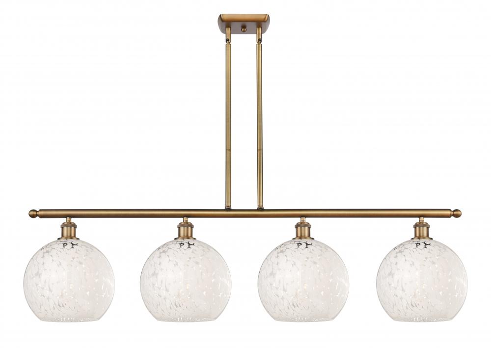 White Mouchette - 4 Light - 48 inch - Brushed Brass - Stem Hung - Island Light