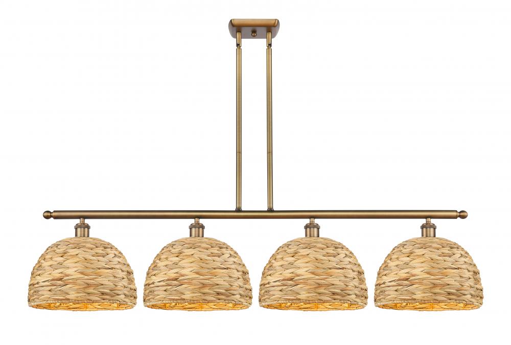 Woven Rattan - 4 Light - 50 inch - Brushed Brass - Multi Pendant