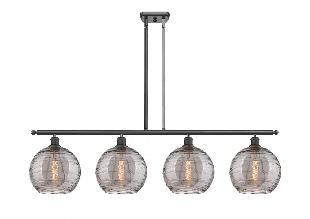 Athens Deco Swirl - 4 Light - 48 inch - Matte Black - Cord hung - Island Light