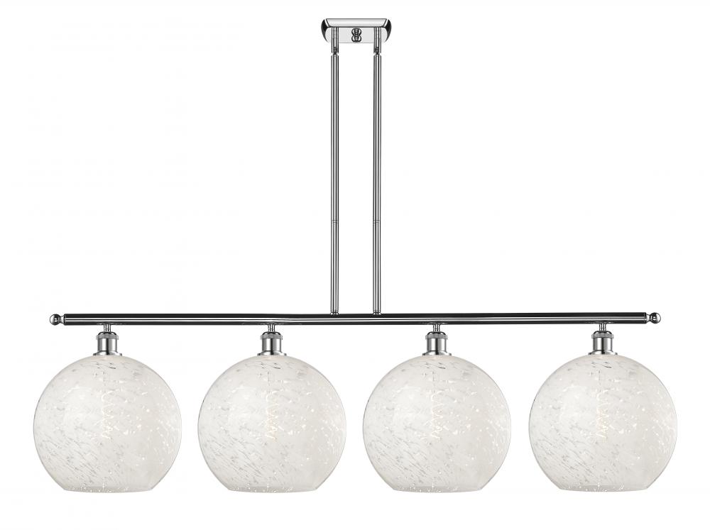 White Mouchette - 4 Light - 50 inch - Polished Chrome - Stem Hung - Island Light