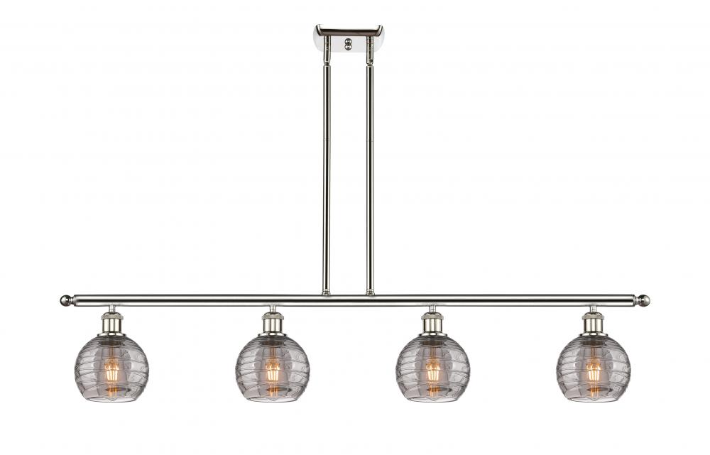 Athens Deco Swirl - 4 Light - 48 inch - Polished Nickel - Cord hung - Island Light