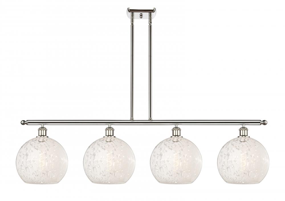 White Mouchette - 4 Light - 48 inch - Polished Nickel - Stem Hung - Island Light