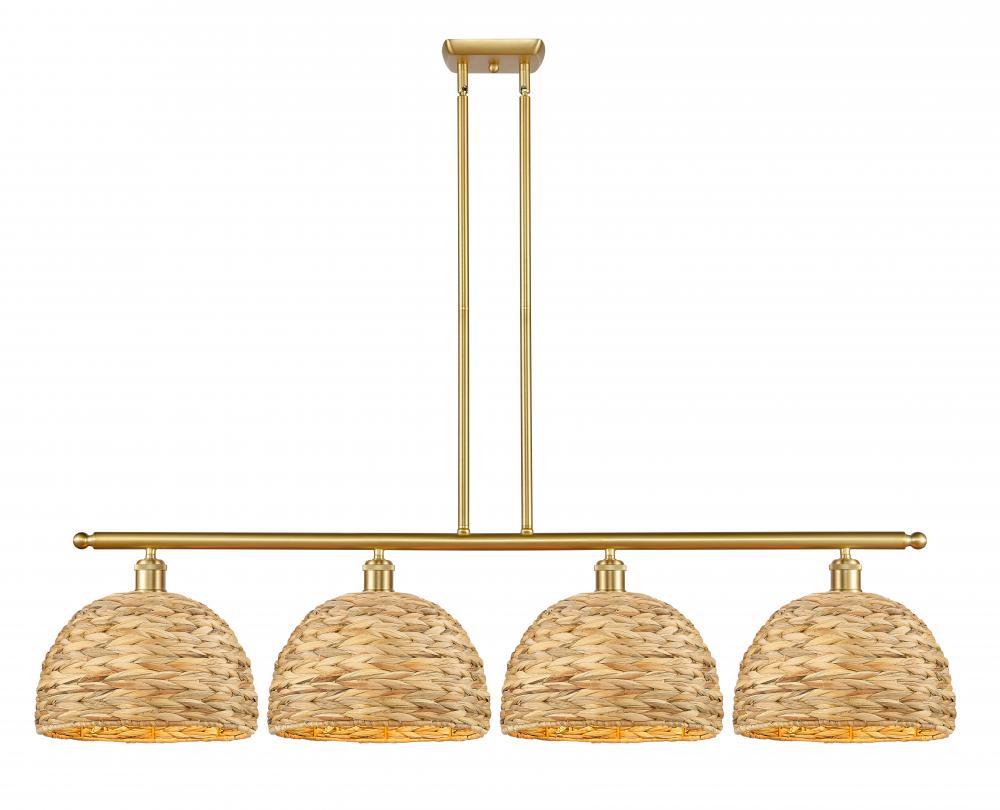 Woven Rattan - 4 Light - 50 inch - Satin Gold - Multi Pendant