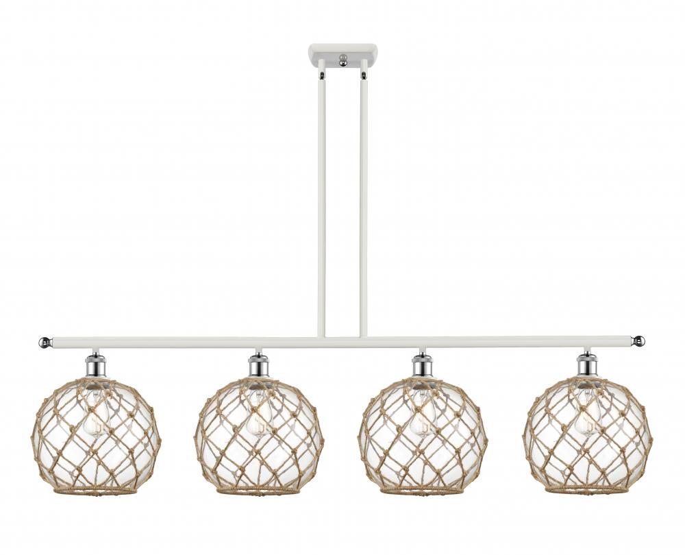 Farmhouse Rope - 4 Light - 48 inch - White Polished Chrome - Cord hung - Island Light