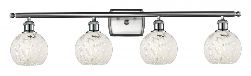 White Mouchette - 4 Light - 36 inch - Brushed Satin Nickel - Bath Vanity Light