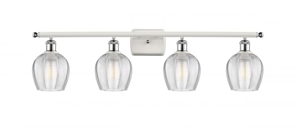 Norfolk - 4 Light - 36 inch - White Polished Chrome - Bath Vanity Light