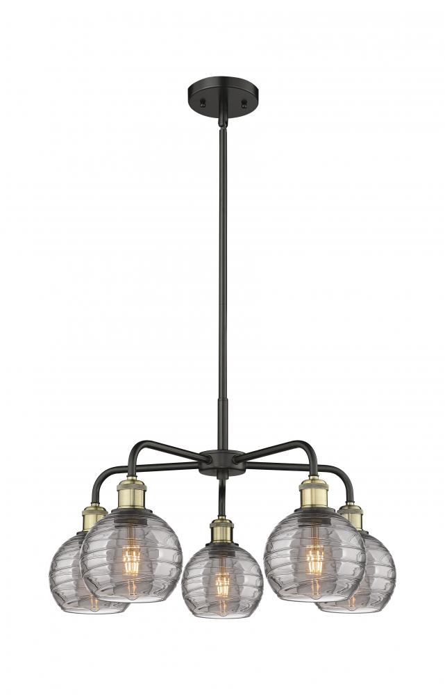 Athens Deco Swirl - 5 Light - 24 inch - Black Antique Brass - Chandelier