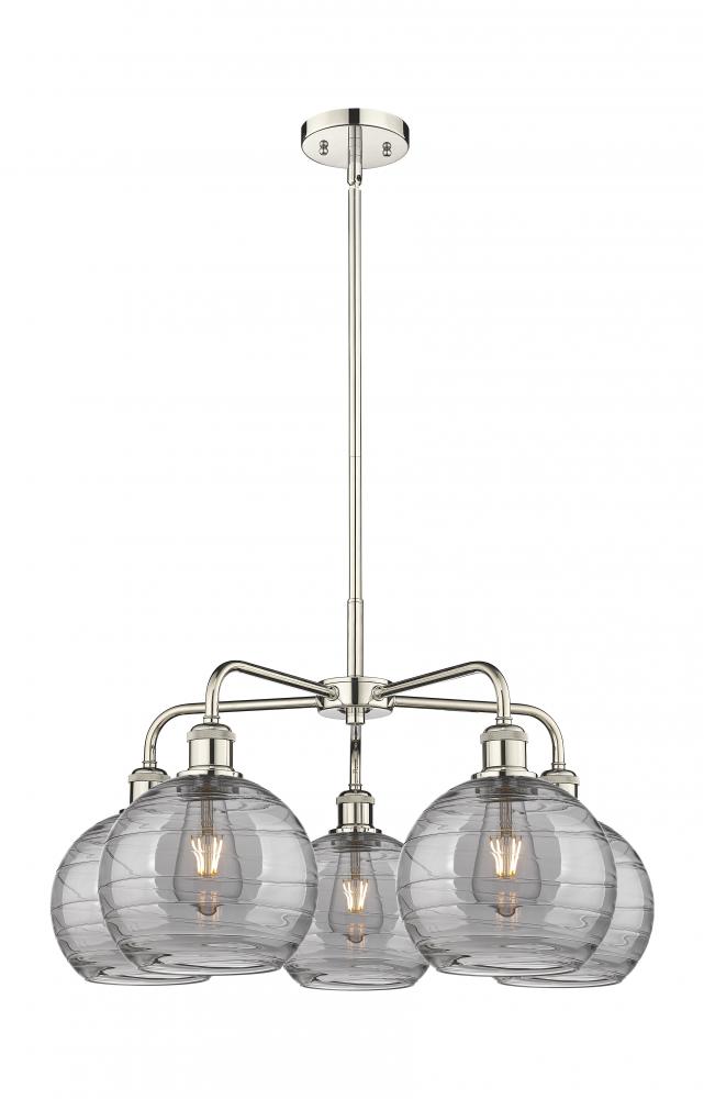 Athens Deco Swirl - 5 Light - 26 inch - Polished Nickel - Chandelier