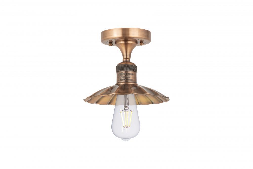 Scallop - 1 Light - 8 inch - Antique Copper - Semi-Flush Mount