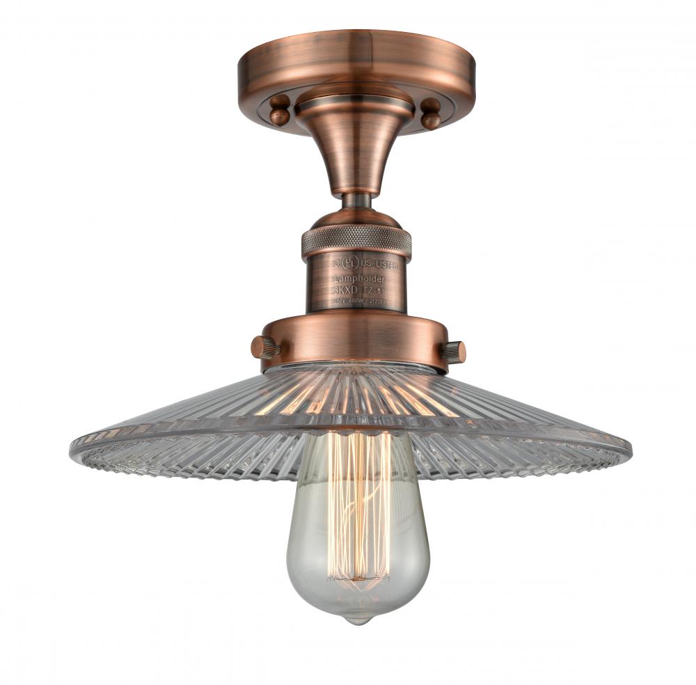 Halophane - 1 Light - 9 inch - Antique Copper - Semi-Flush Mount