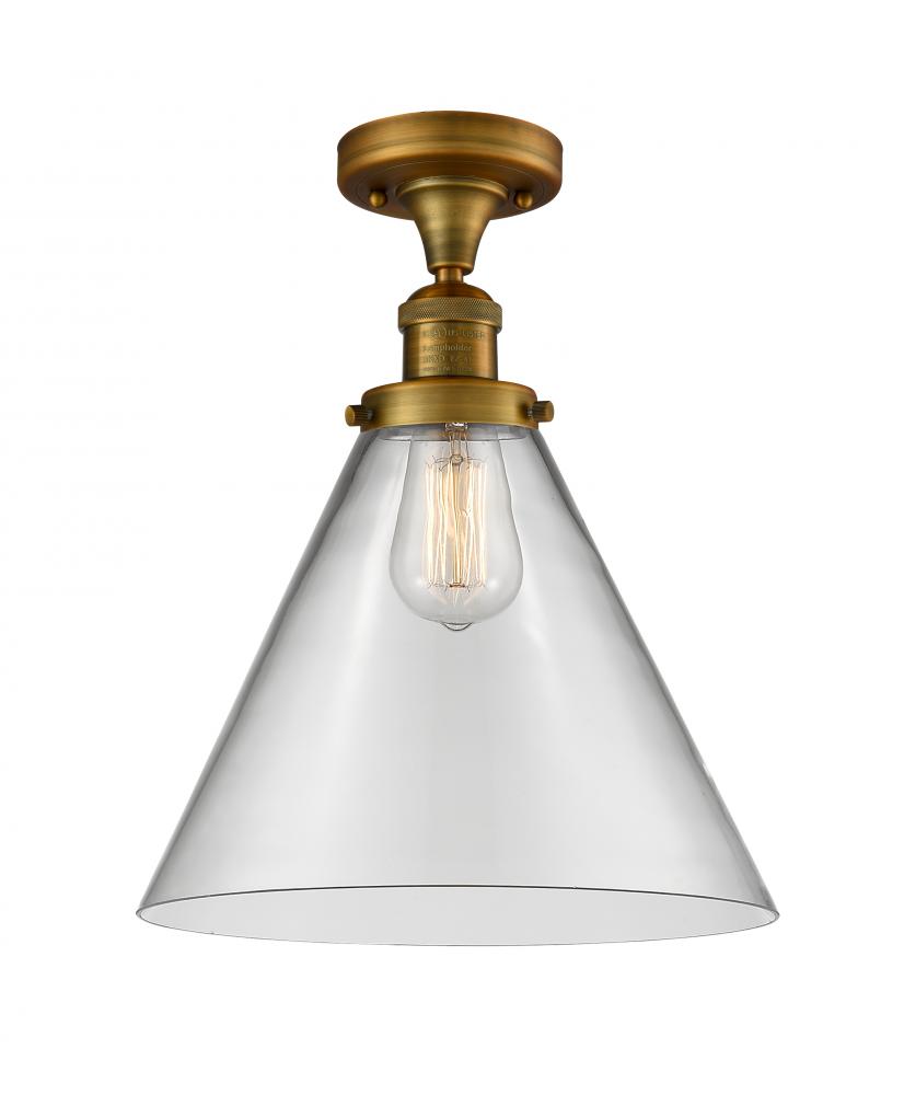 Cone - 1 Light - 12 inch - Brushed Brass - Semi-Flush Mount