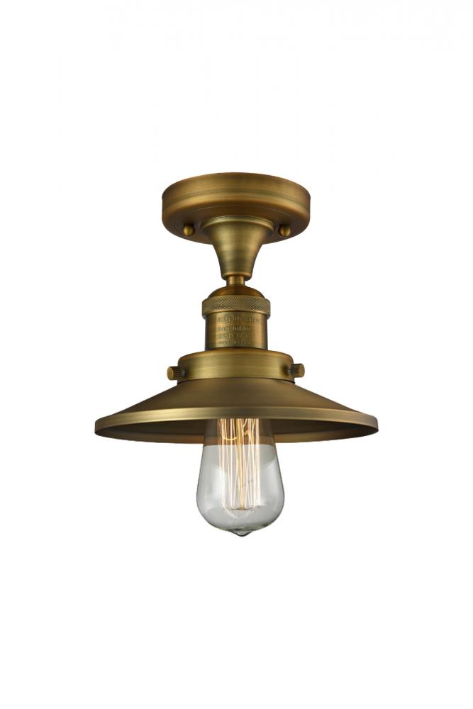 Railroad - 1 Light - 7 inch - Brushed Brass - Semi-Flush Mount