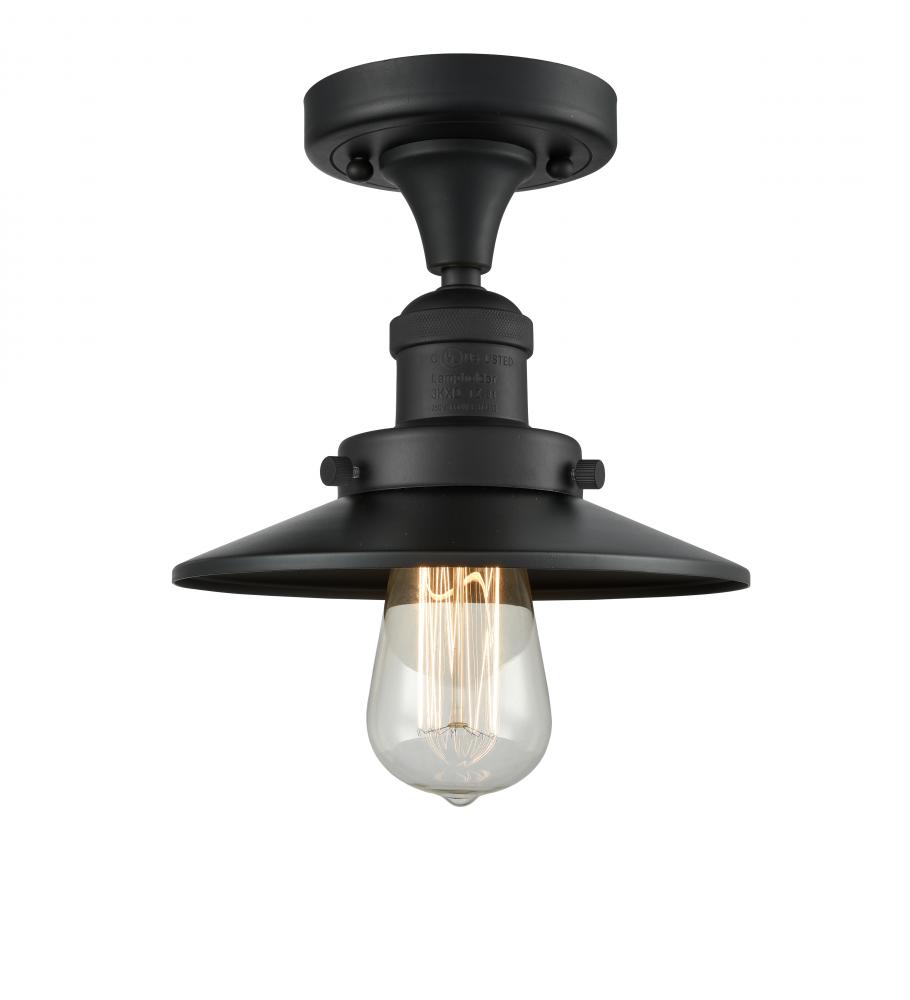 Railroad - 1 Light - 7 inch - Matte Black - Semi-Flush Mount