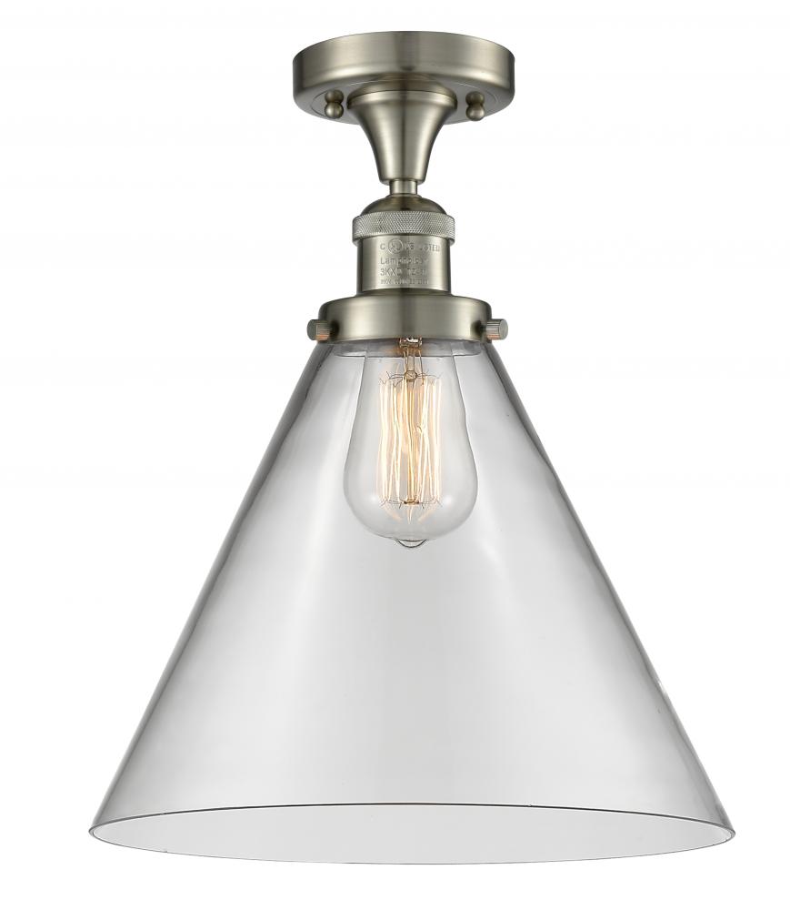 Cone - 1 Light - 12 inch - Brushed Satin Nickel - Semi-Flush Mount