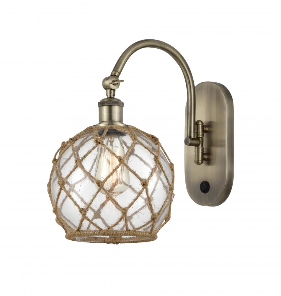 Farmhouse Rope - 1 Light - 8 inch - Antique Brass - Sconce