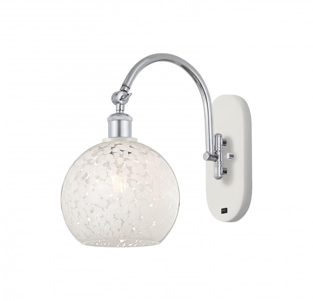 White Mouchette - 1 Light - 8 inch - White Polished Chrome - Sconce