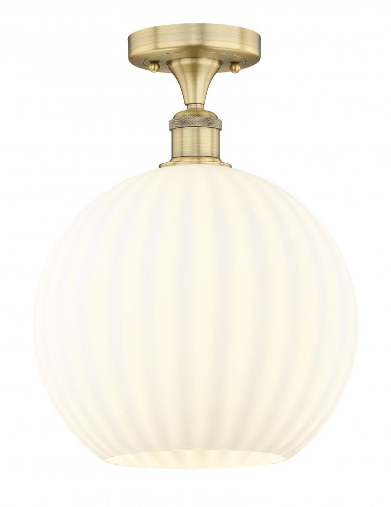 White Venetian - 1 Light - 12 inch - Brushed Brass - Semi-Flush Mount