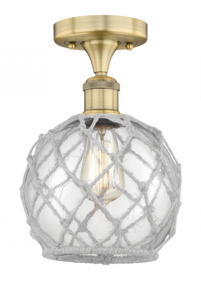 Farmhouse Rope - 1 Light - 8 inch - Brushed Brass - Semi-Flush Mount