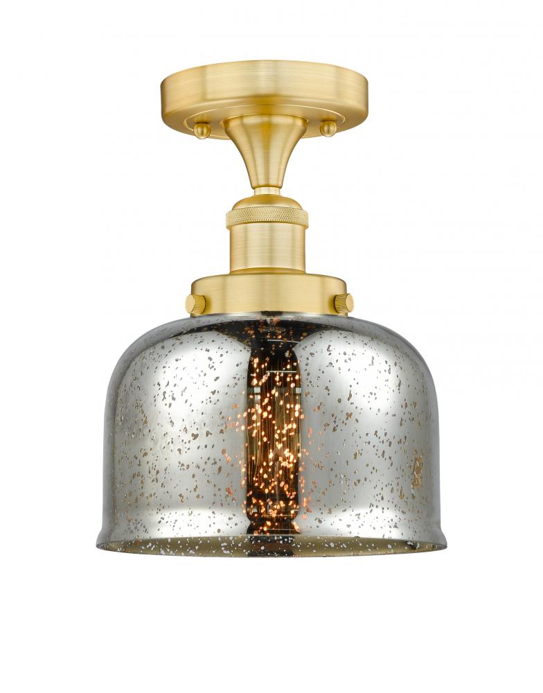 Bell - 1 Light - 8 inch - Satin Gold - Semi-Flush Mount