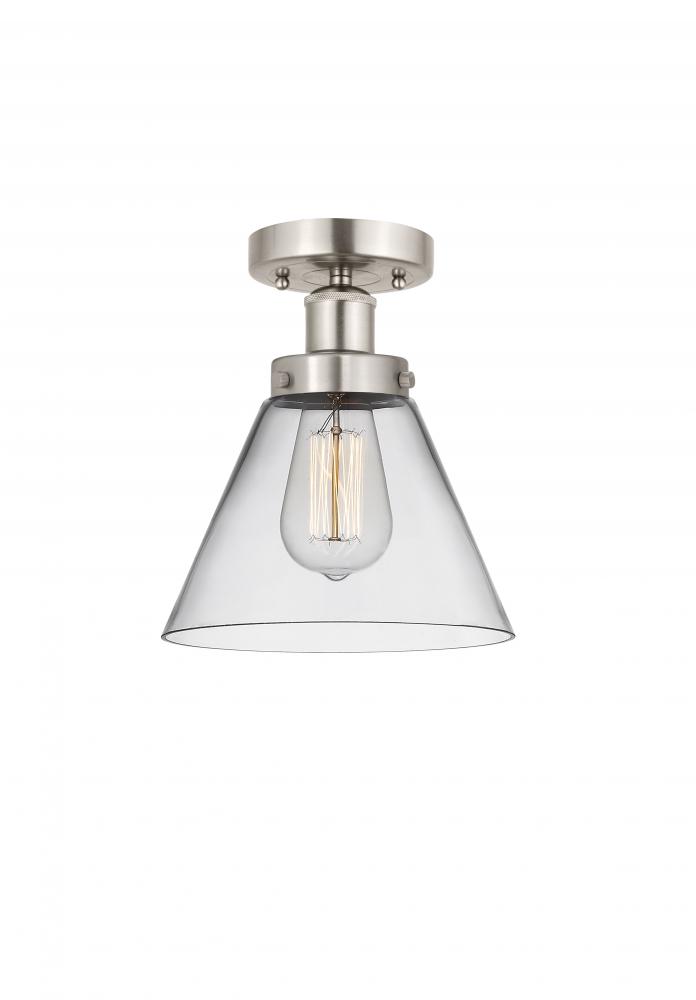 Cone - 1 Light - 8 inch - Brushed Satin Nickel - Semi-Flush Mount