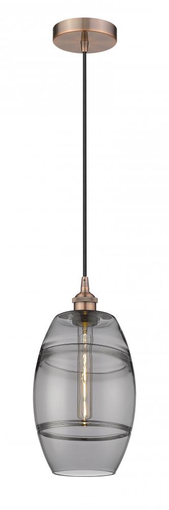 Vaz - 1 Light - 8 inch - Antique Copper - Cord hung - Mini Pendant