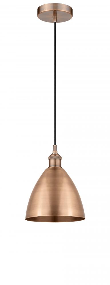 Bristol - 1 Light - 8 inch - Antique Copper - Cord hung - Mini Pendant