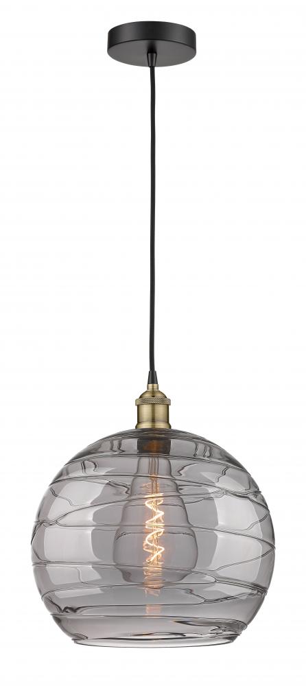 Athens Deco Swirl - 1 Light - 14 inch - Black Antique Brass - Cord hung - Pendant