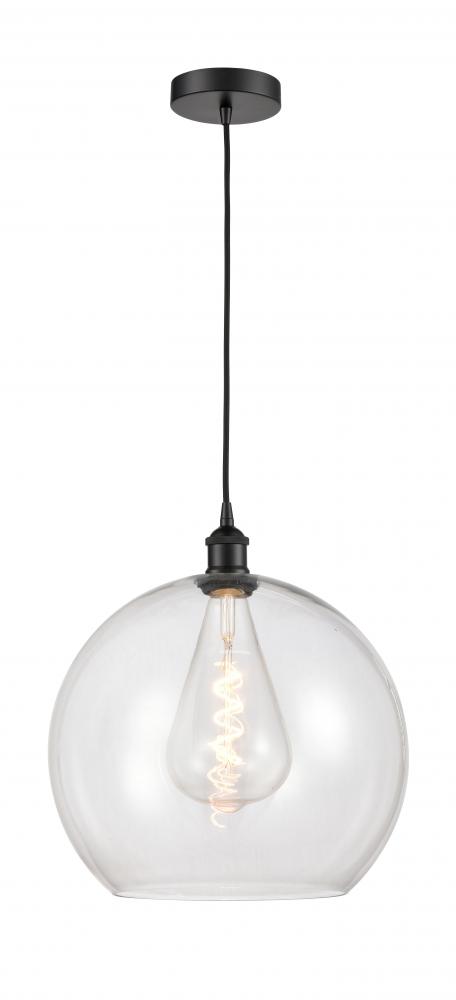 Athens - 1 Light - 14 inch - Matte Black - Cord hung - Pendant