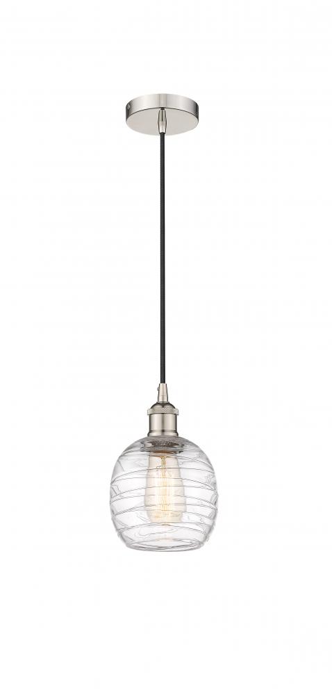 Belfast - 1 Light - 6 inch - Polished Nickel - Cord hung - Mini Pendant