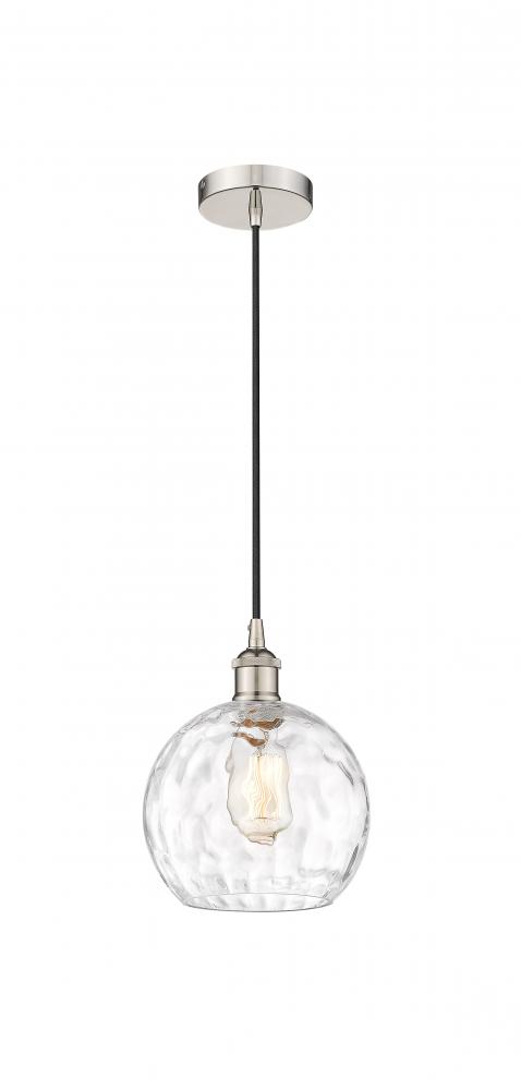 Athens Water Glass - 1 Light - 8 inch - Polished Nickel - Cord hung - Mini Pendant