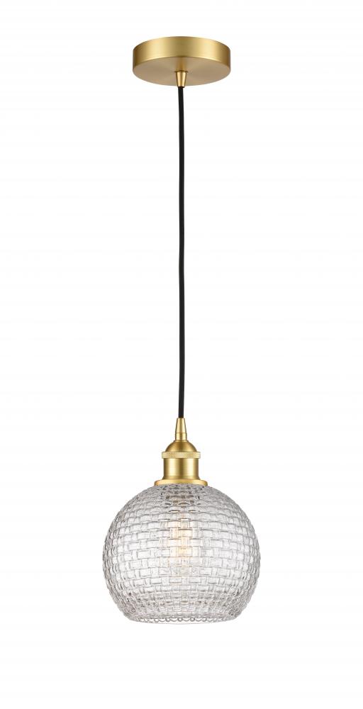 Athens - 1 Light - 8 inch - Satin Gold - Cord hung - Mini Pendant