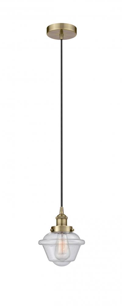 Oxford - 1 Light - 7 inch - Antique Brass - Cord hung - Mini Pendant