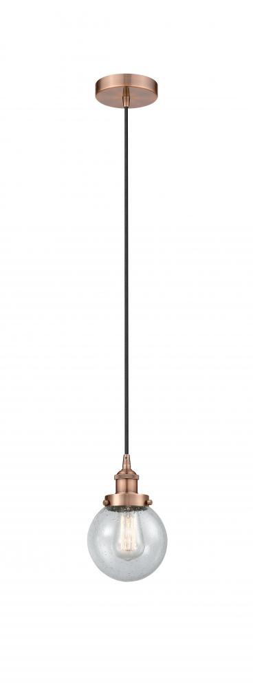 Beacon - 1 Light - 6 inch - Antique Copper - Cord hung - Mini Pendant