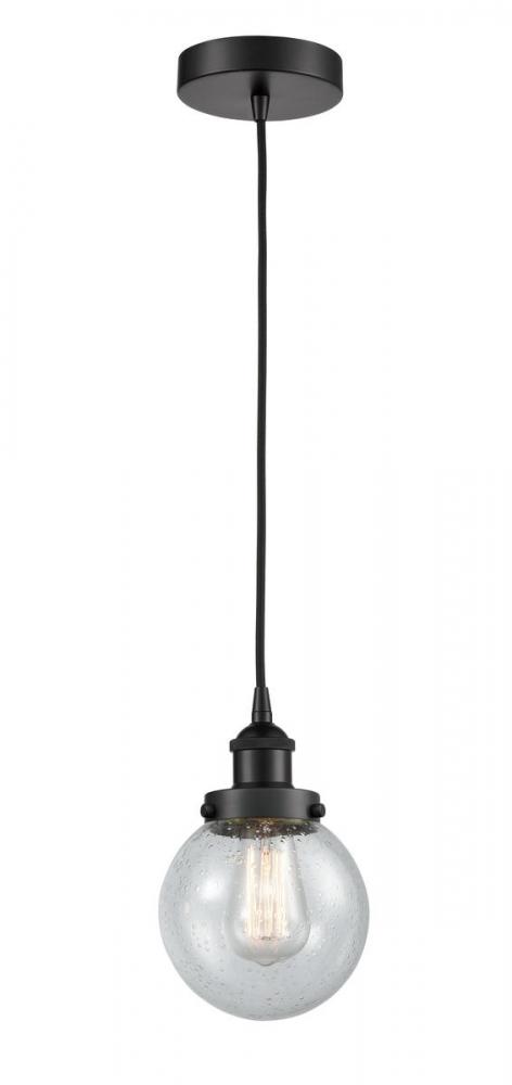 Beacon - 1 Light - 6 inch - Matte Black - Cord hung - Mini Pendant