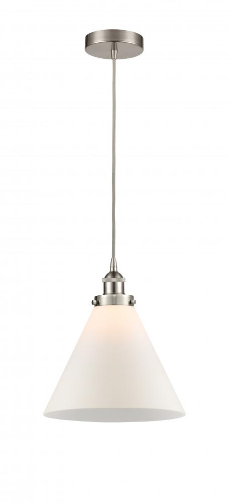 Cone - 1 Light - 12 inch - Brushed Satin Nickel - Cord hung - Mini Pendant