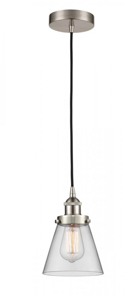 Cone - 1 Light - 6 inch - Brushed Satin Nickel - Cord hung - Mini Pendant