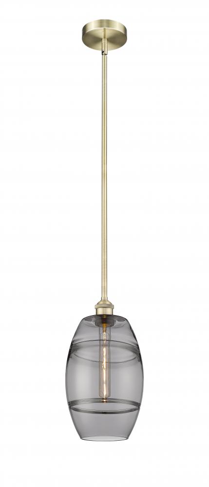 Vaz - 1 Light - 8 inch - Antique Brass - Cord hung - Mini Pendant