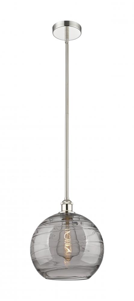 Athens Deco Swirl - 1 Light - 12 inch - Polished Nickel - Cord hung - Mini Pendant