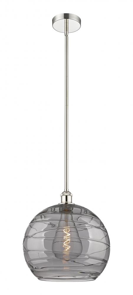 Athens Deco Swirl - 1 Light - 14 inch - Polished Nickel - Cord hung - Pendant