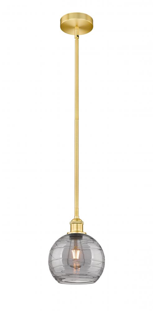 Athens Deco Swirl - 1 Light - 8 inch - Satin Gold - Cord hung - Mini Pendant