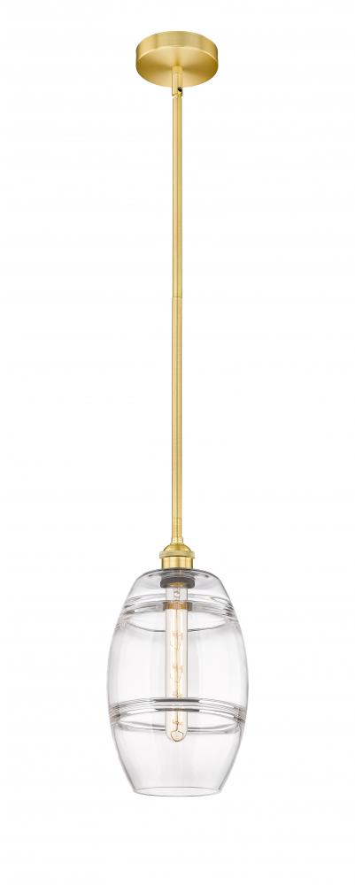 Vaz - 1 Light - 8 inch - Satin Gold - Cord hung - Mini Pendant