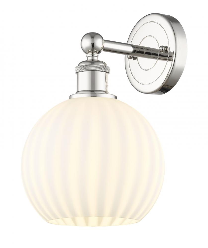 White Venetian - 1 Light - 8 inch - Polished Nickel - Sconce